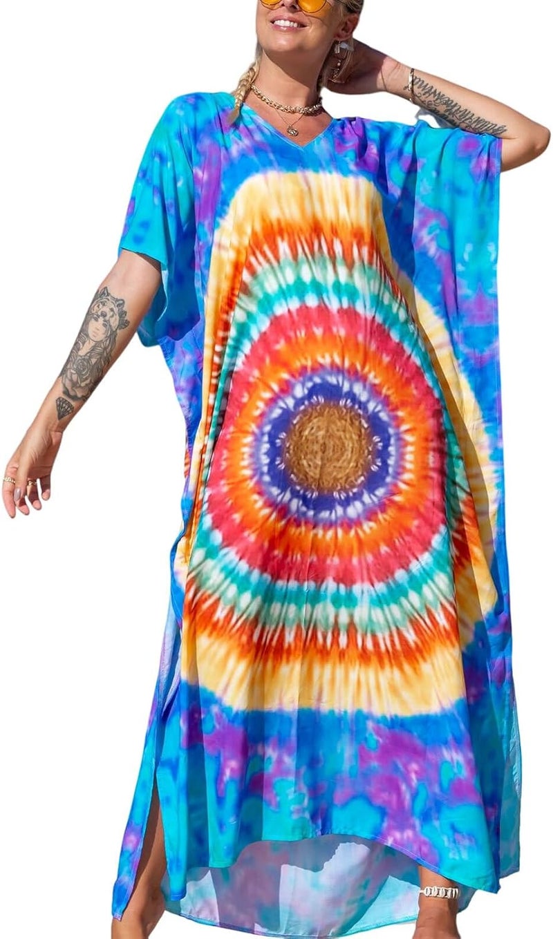 IMAGEKOPE Kaftan Dresses for Women Plus Size Bathing Suit Cover up Caftan Maxi Beach Dresses - Image 1